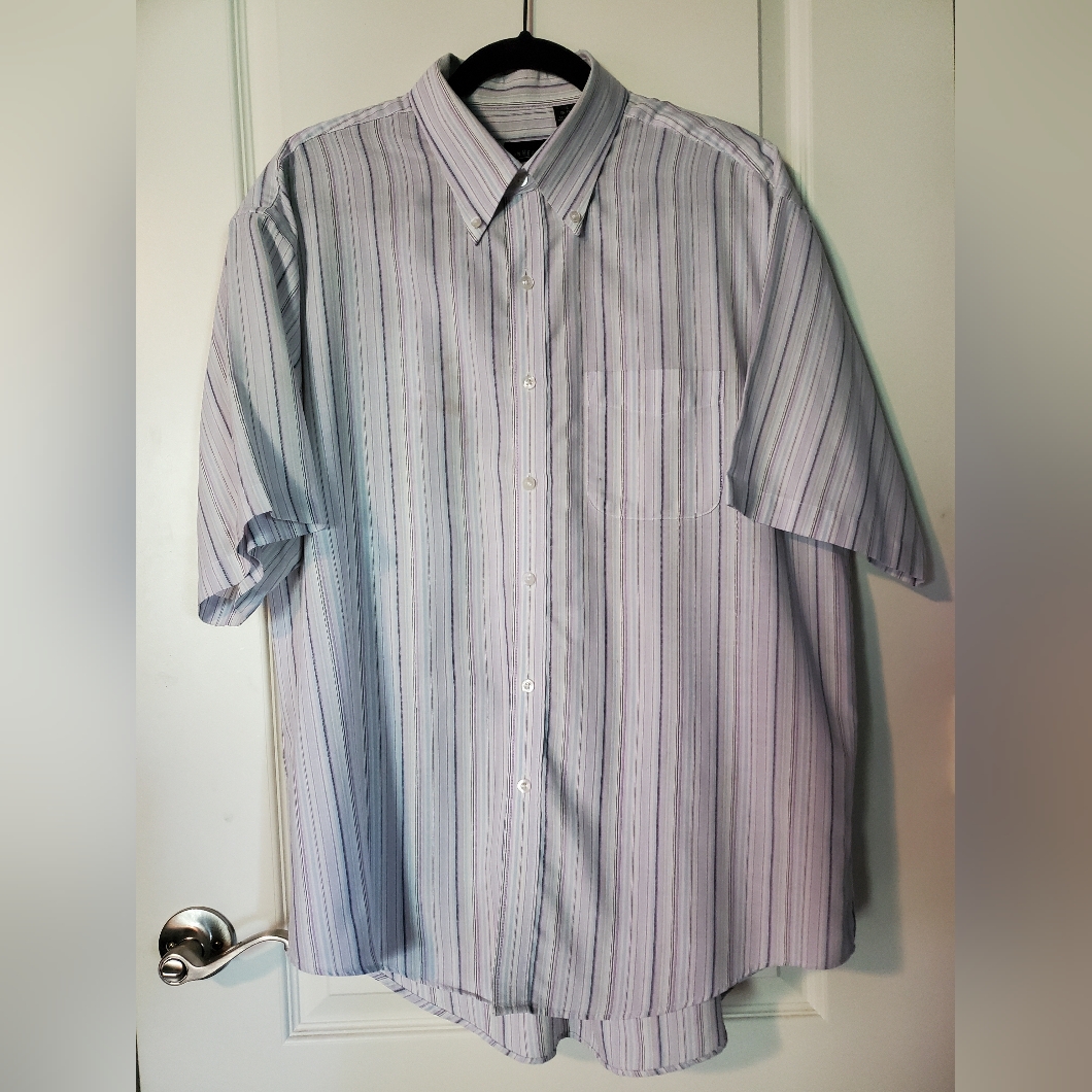 Van Heusen Lavender Stripe Short Sleeve Button Down